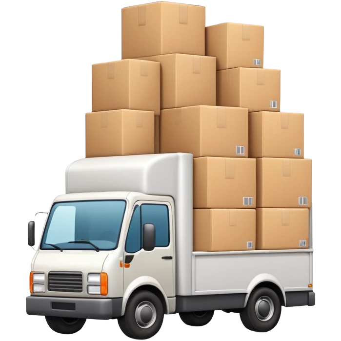 delivery truck overflowing with packages in the back emoji