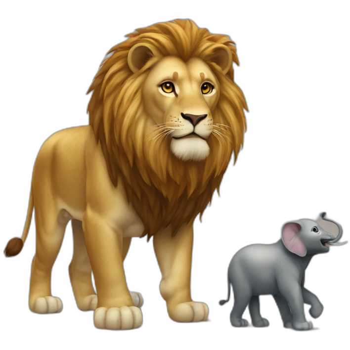 Lion sur un éléphant emoji