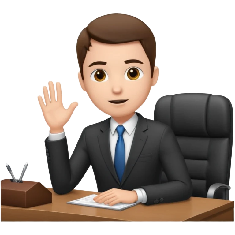 un recruteur qui pose une question à son bureau à un candidat emoji