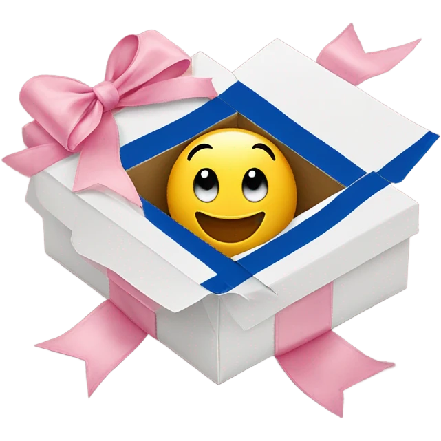 Israeli flag in a gift box with a pink bow on it  emoji