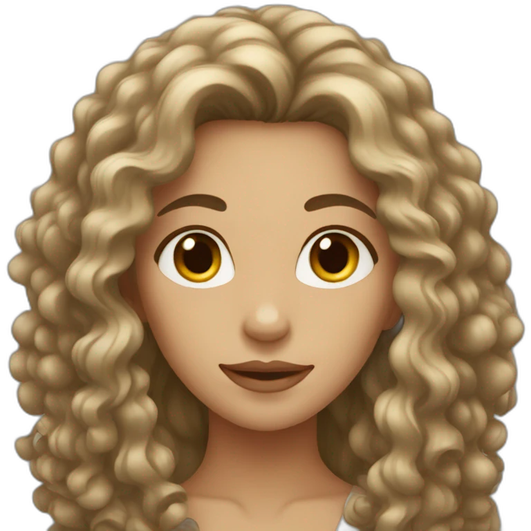 An woman with long curly dark brown hair  emoji