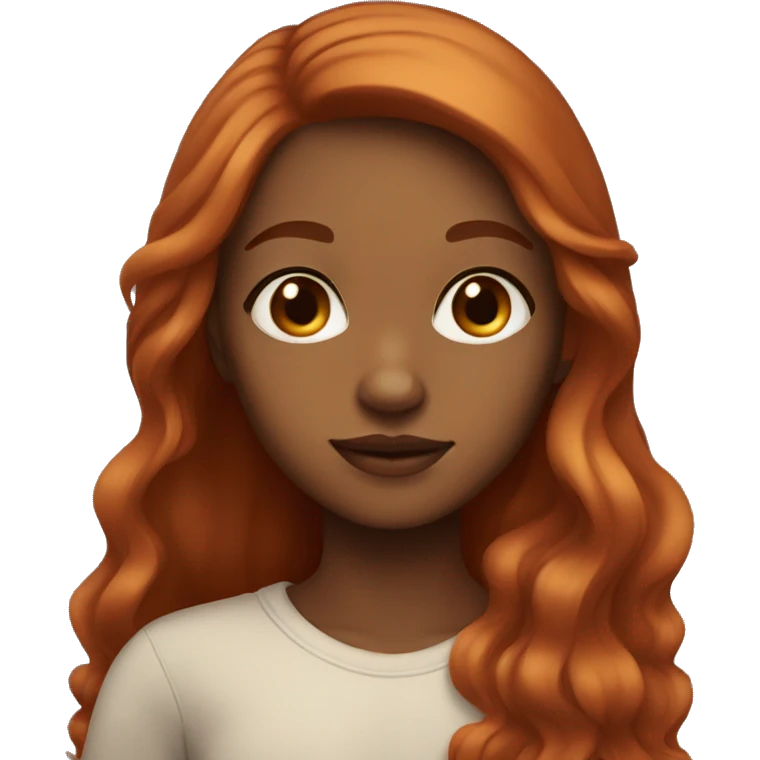 Light brown girl with long red hair and brown eyes emoji