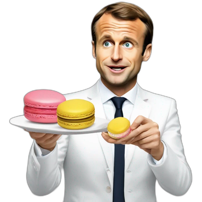 Emmanuel Macron qui mange un macaron emoji