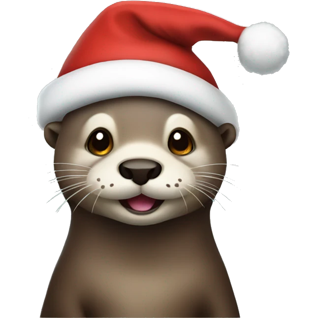 otter wearing a christmas hat emoji