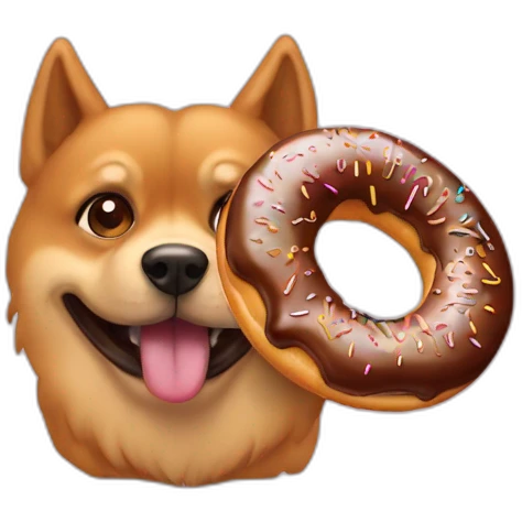 Un chien qui mange un donut emoji