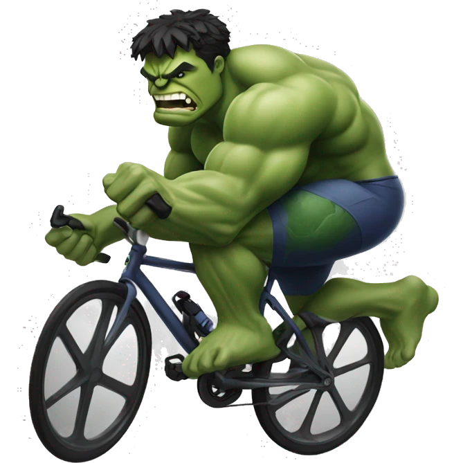 hulk cycling. hulk face in the focus emoji