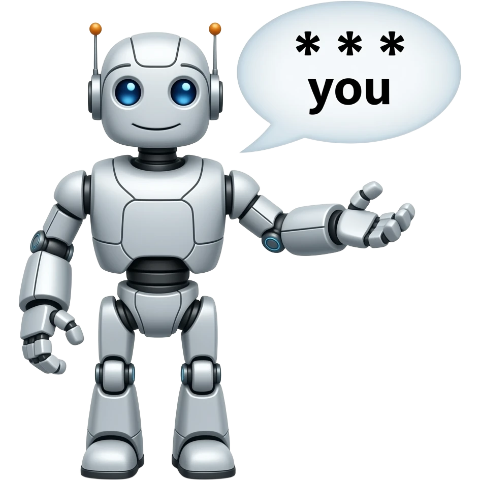 A robot saying ****** you emoji