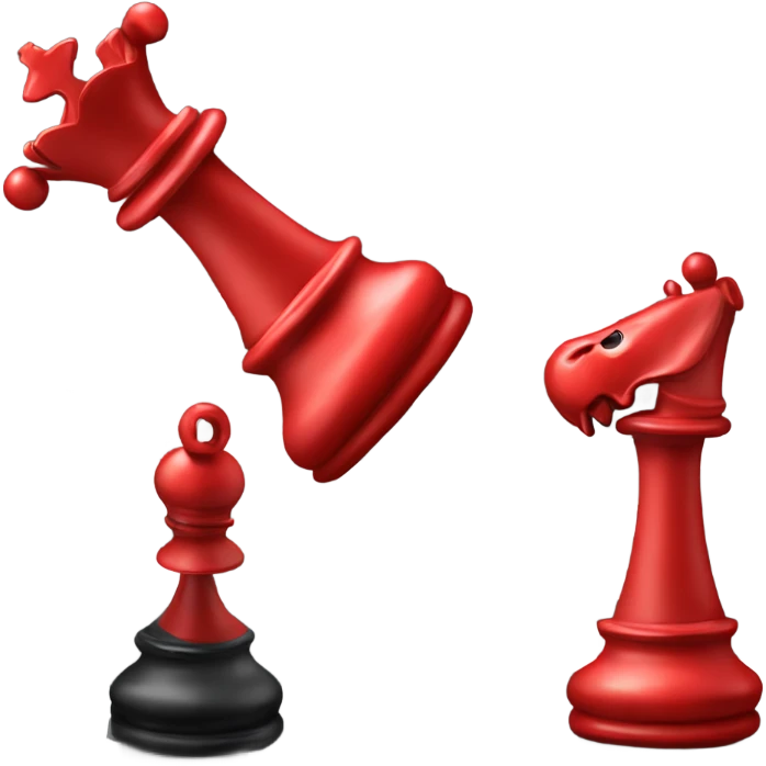 two queen chess pieces side by side one vibrant red and the other black emoji