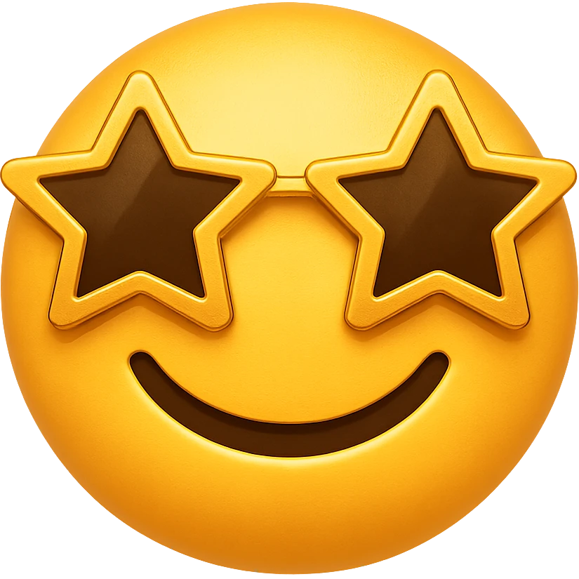 yellow face with gold star glasses emoji, digital illustration emoji