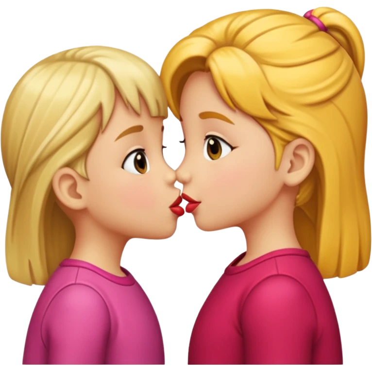 two 5 year old gals about to kiss on the lips emoji