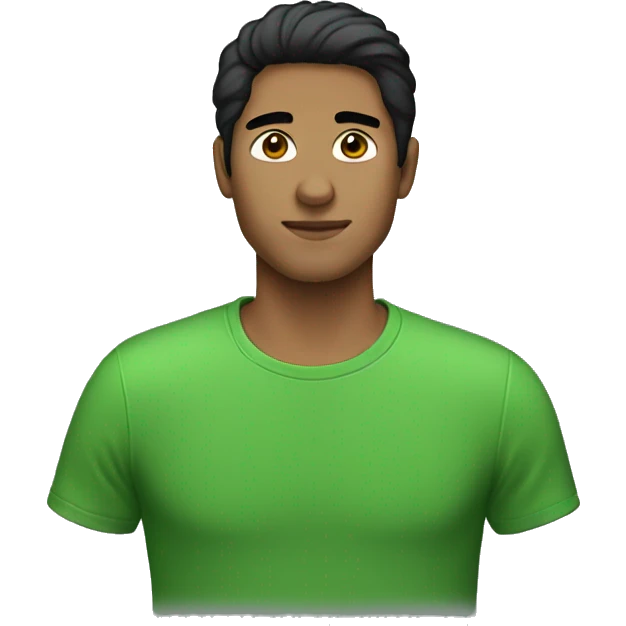 Guy with green t-shirt black hair emoji