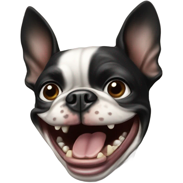 Laughing Boston terrier emoji