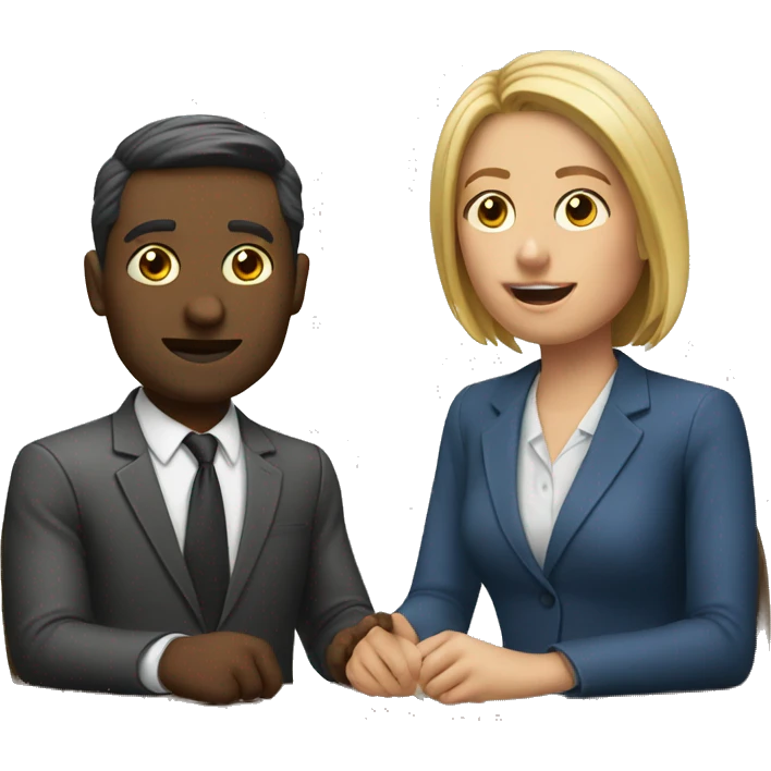 2 people talking job interview semi casual emoji