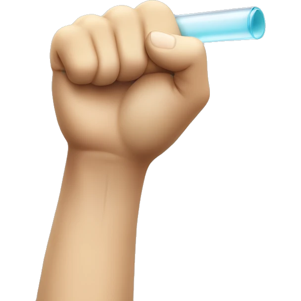 horizontal hand in a fist like pose that seems like it is holding a transparent tube but the tube is not seen emoji