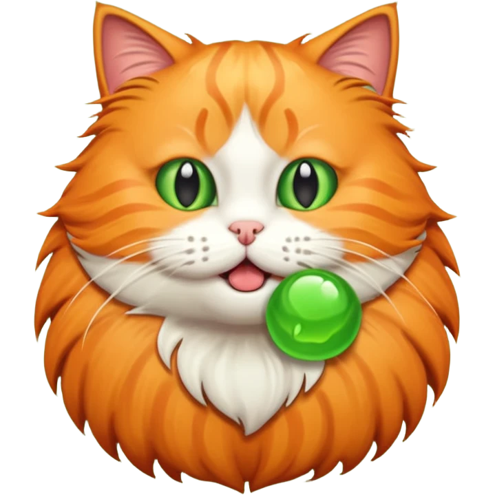 A ginger cat burps green burps emoji