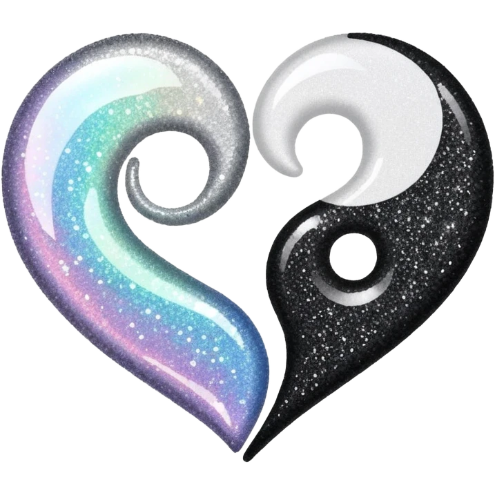 Yin and yang glitter heart emoji