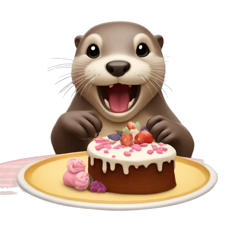otter eating a cake emoji