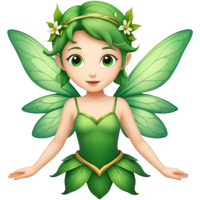 Flying fairy wearing green emoji