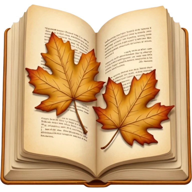 beige autumn open book with leaves on it emoji
