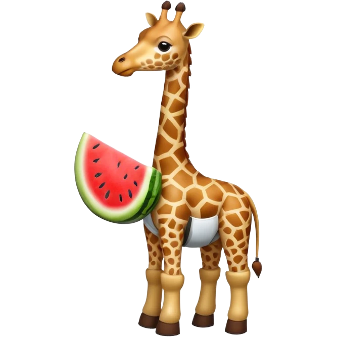 giraffe with watermelon-shaped body, brown boots, astronaut helmet emoji