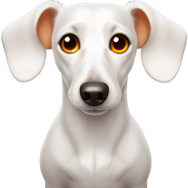 White dachshund with orange eyes and ears emoji