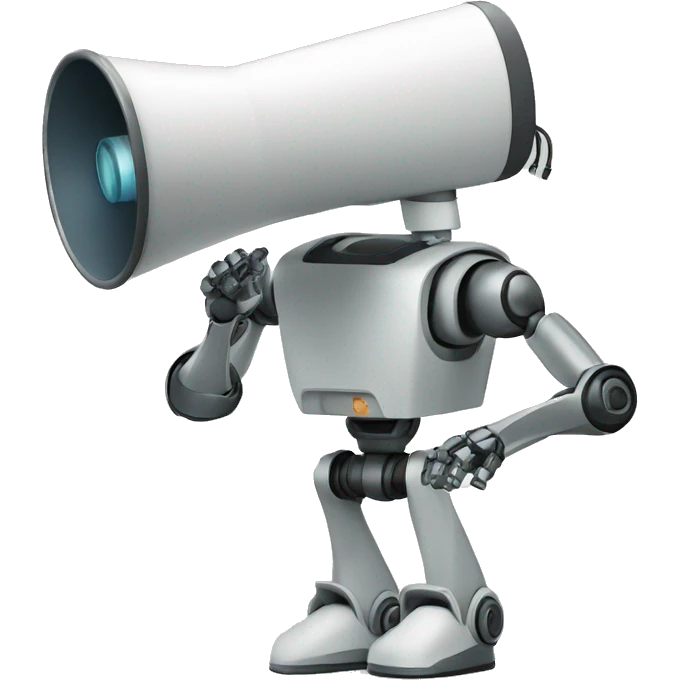 robot held megaphone in held emoji