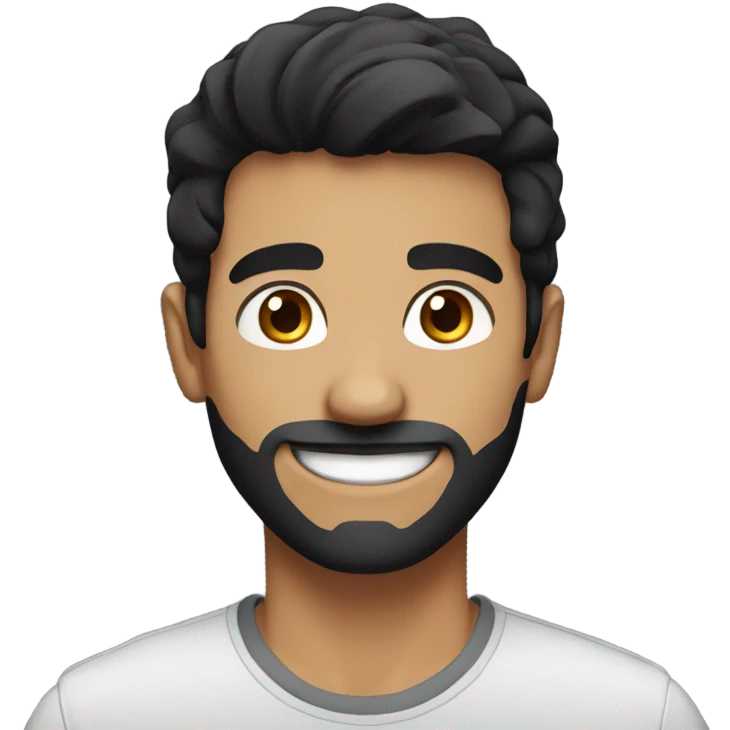 smiling male with black hair with dark brown eyes emoji