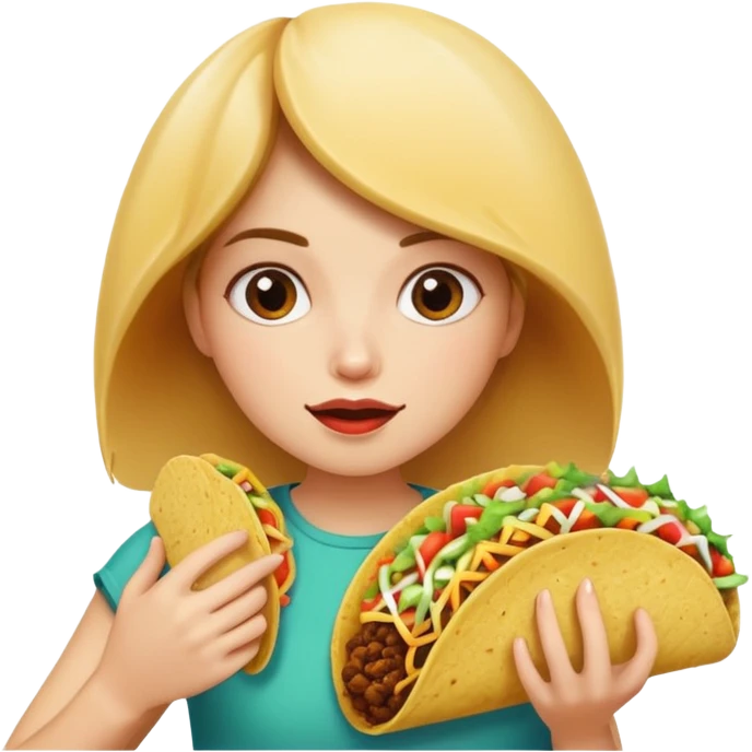 A girl being a big back eating tacos emoji