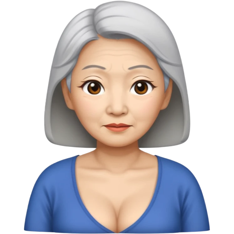 Sexy large breasted old asian woman in a low cut top emoji