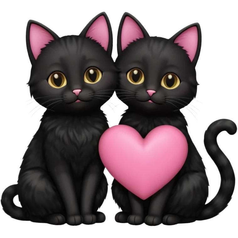 two black cats love, pink heart emoji