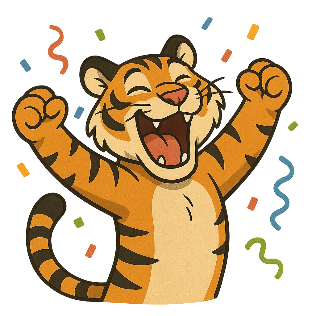 tiger celebrating, variation 1 emoji