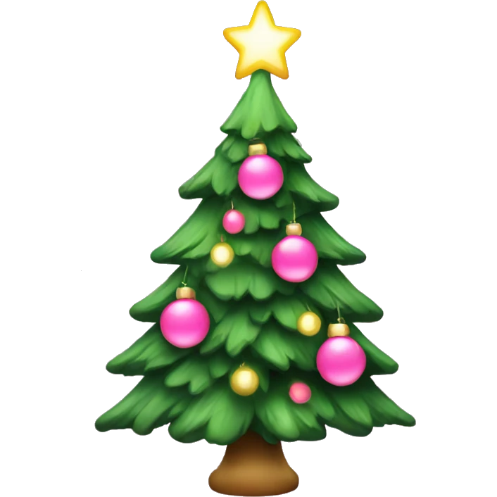 pretty green christmas tree with pink lights emoji