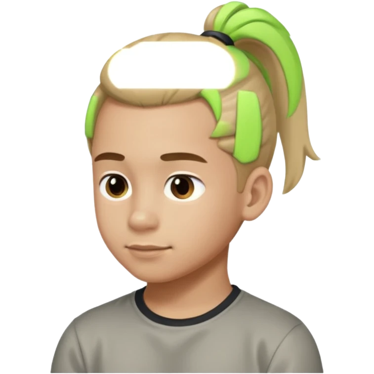 boy with ponytail, 3/4 view emoji