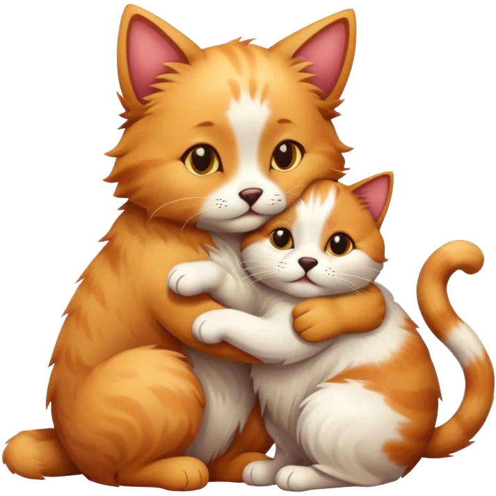 A cat hugging a dog emoji