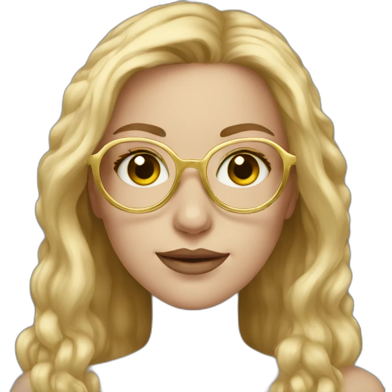 White girl with gold glasses emoji