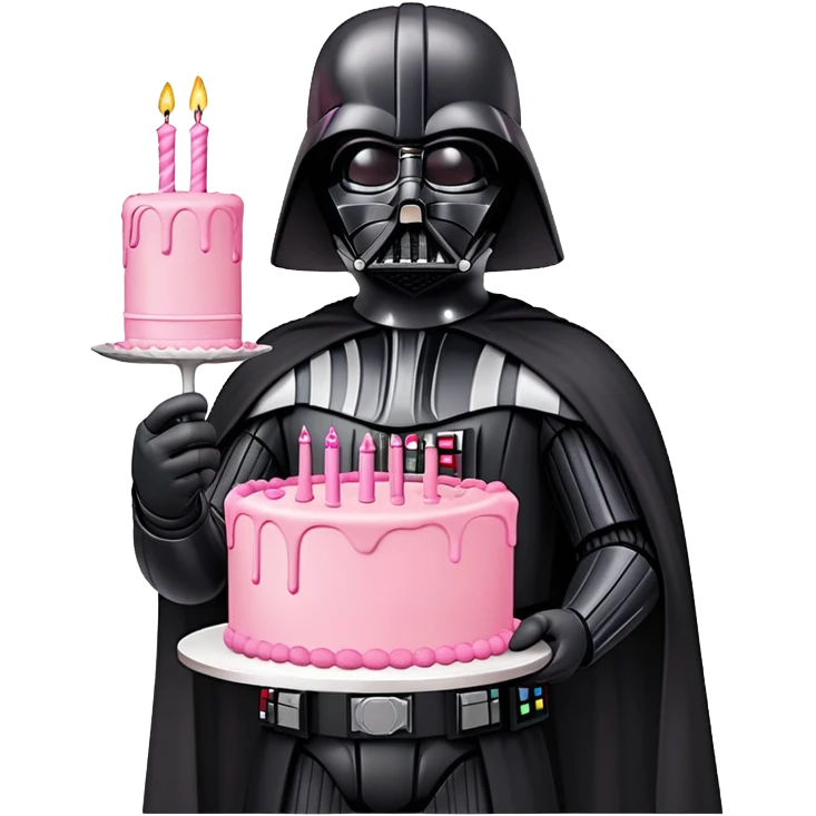 darth vader holding a pink birthday cake emoji