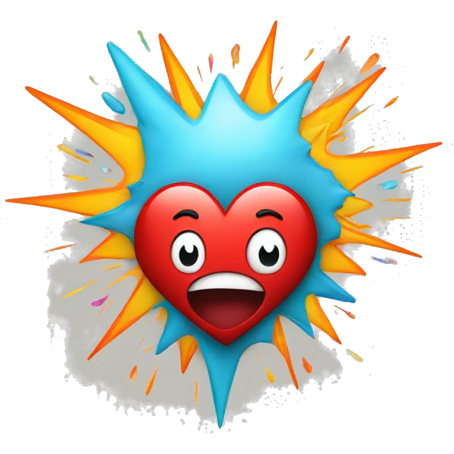 Impressed with heart and explosion and différent Colors emoji