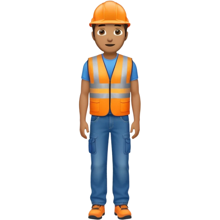 man in orange hi vis vest and jeans, standing full body emoji