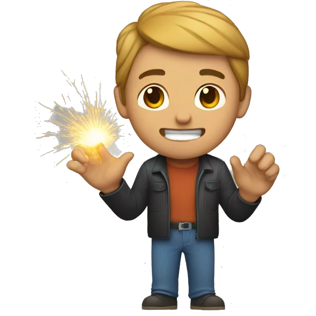 A man with sparks in his hand emoji