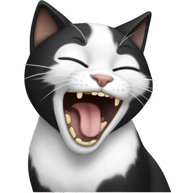 Black and white cat yawning  emoji