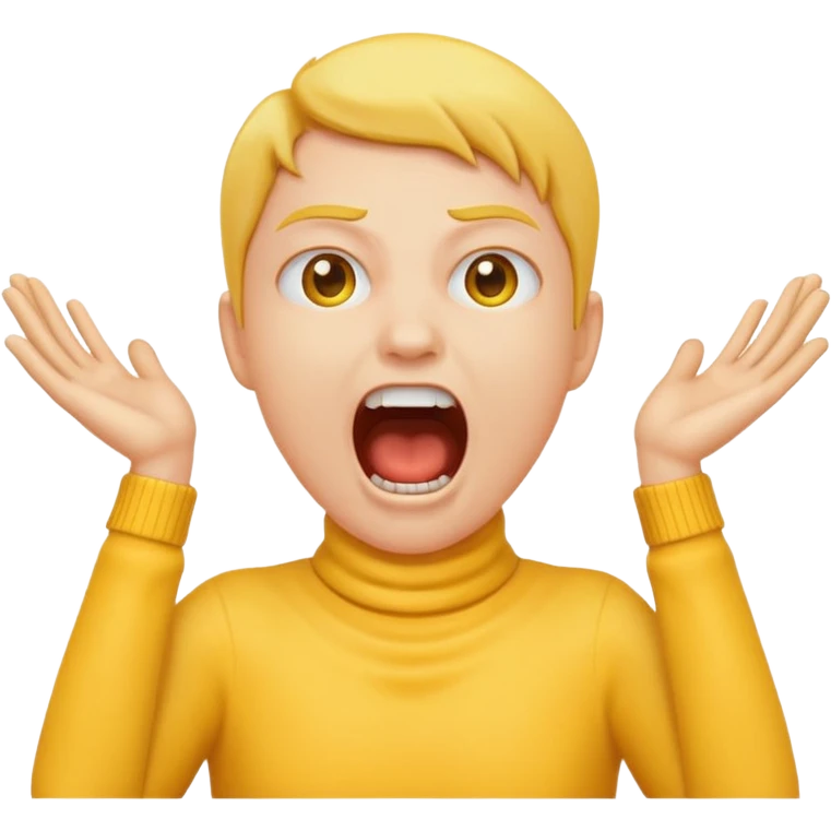 Hands around neck classic yellow emoji style screaming emoji