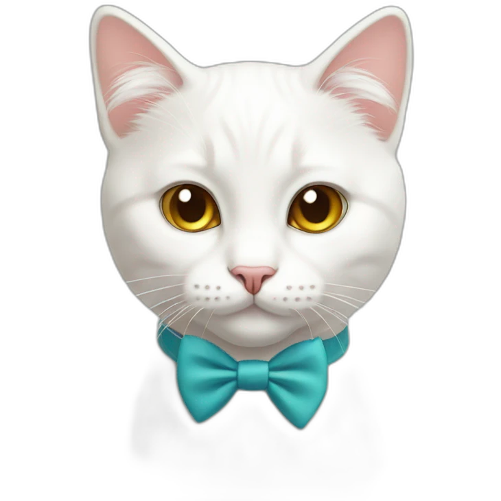 White cute cat with bow tie  emoji