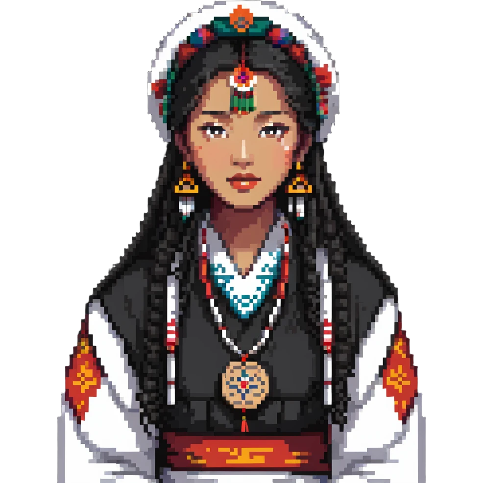 Woman with mixed Korean and Indian features, wearing traditional elements from both cultures emoji
