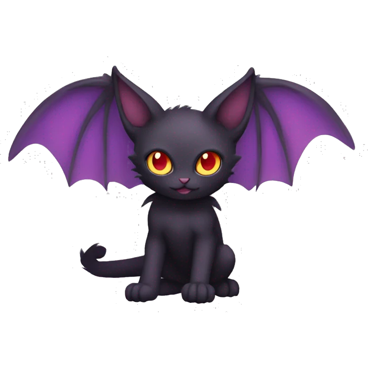 Cute cool dark black red purple bat cat Fakemon full body emoji