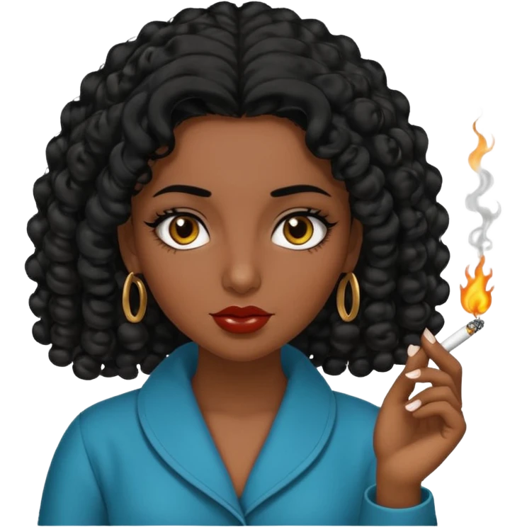 Arab curly thick hair girl smoking a zoot emoji