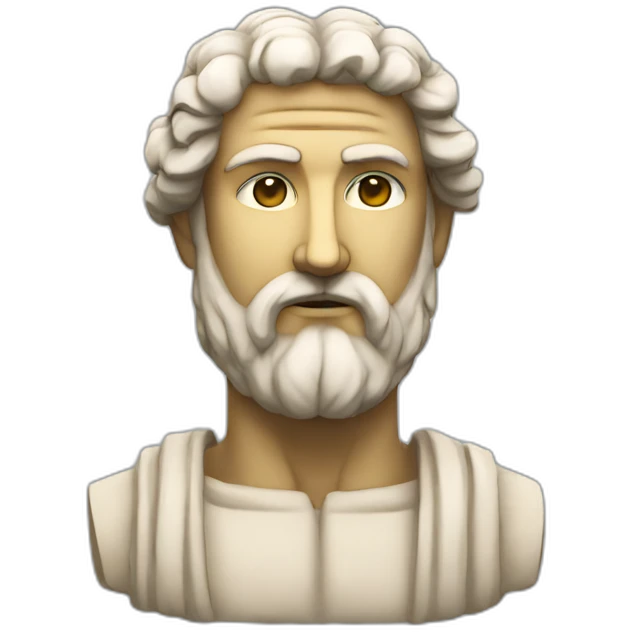 Stoic statue man with beard and centre head emoji