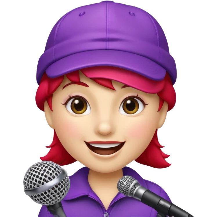 strawberry wearing purple cap, with mic emoji