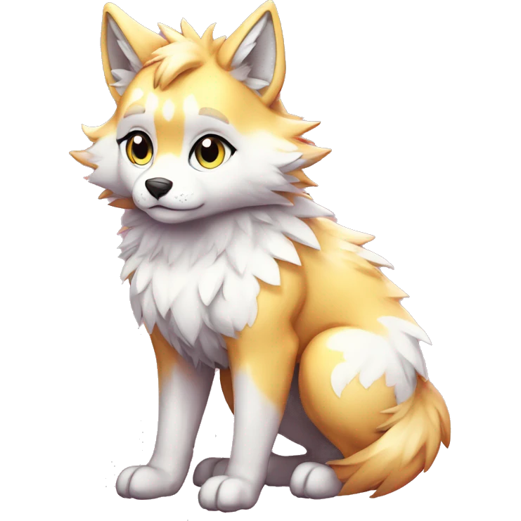 Colorful Shiny Fionbri-Falvie-sparkle-wolf-sona with markings full body emoji