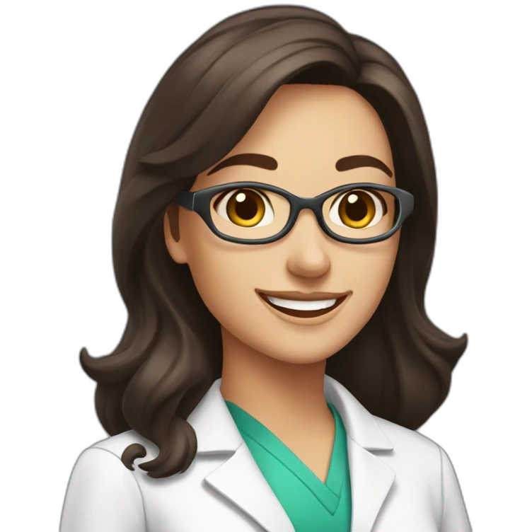 A happy pharmacist brunette woman emoji