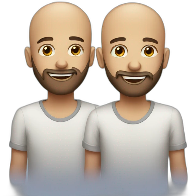 Identical twins balded and bearded celebrating birthday  emoji